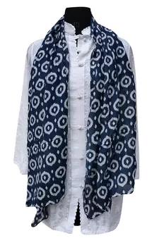 Splendid Muslin Fabric Blue Printed scarf