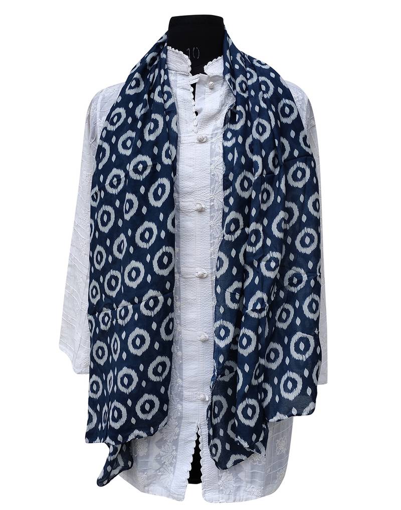 Splendid Muslin Fabric Blue Printed scarf