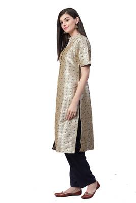 Grey & Blue Polyester Printed Kurta With Pant 3