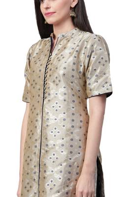 Grey & Blue Polyester Printed Kurta With Pant 4