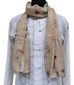 Pleasing Muslin Fabric Beige Printed scarf