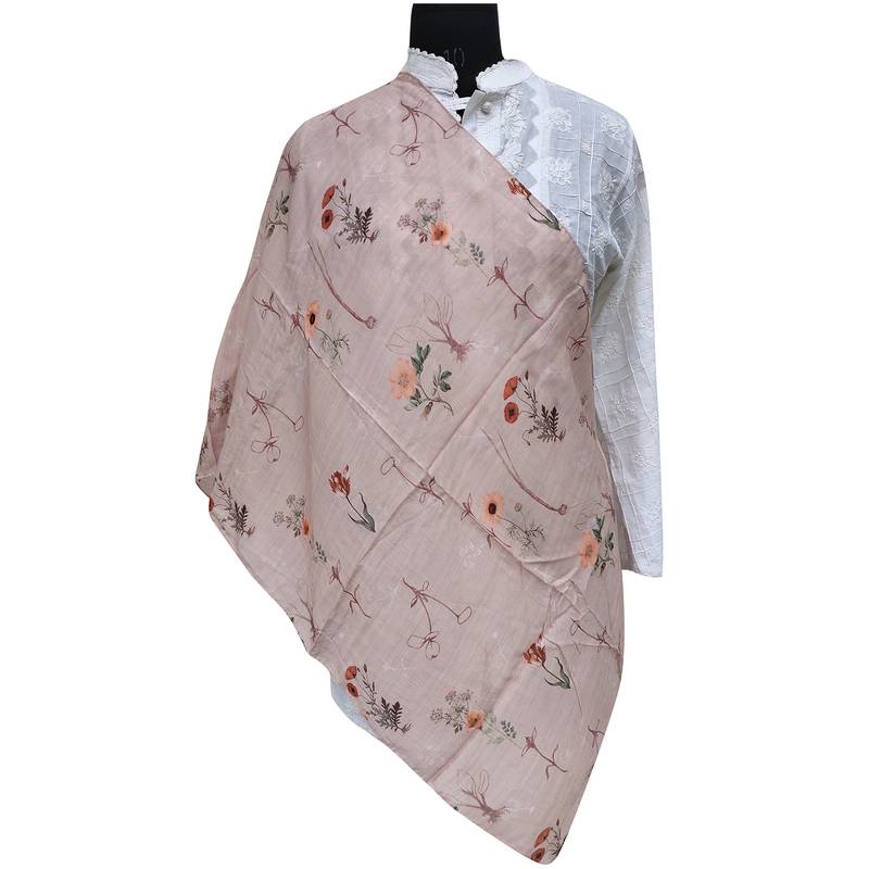 Stunning Muslin Fabric Pink Printed scarf