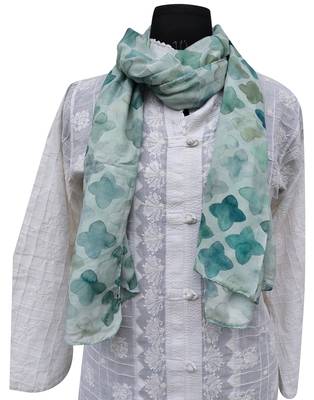 Pretty Muslin Fabric Green Printed scarf 1