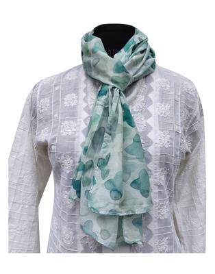 Pretty Muslin Fabric Green Printed scarf 2