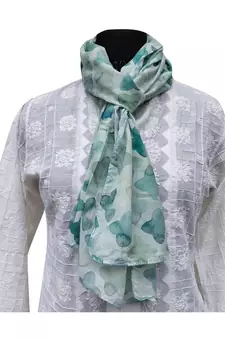 Pretty Muslin Fabric Green Printed scarf