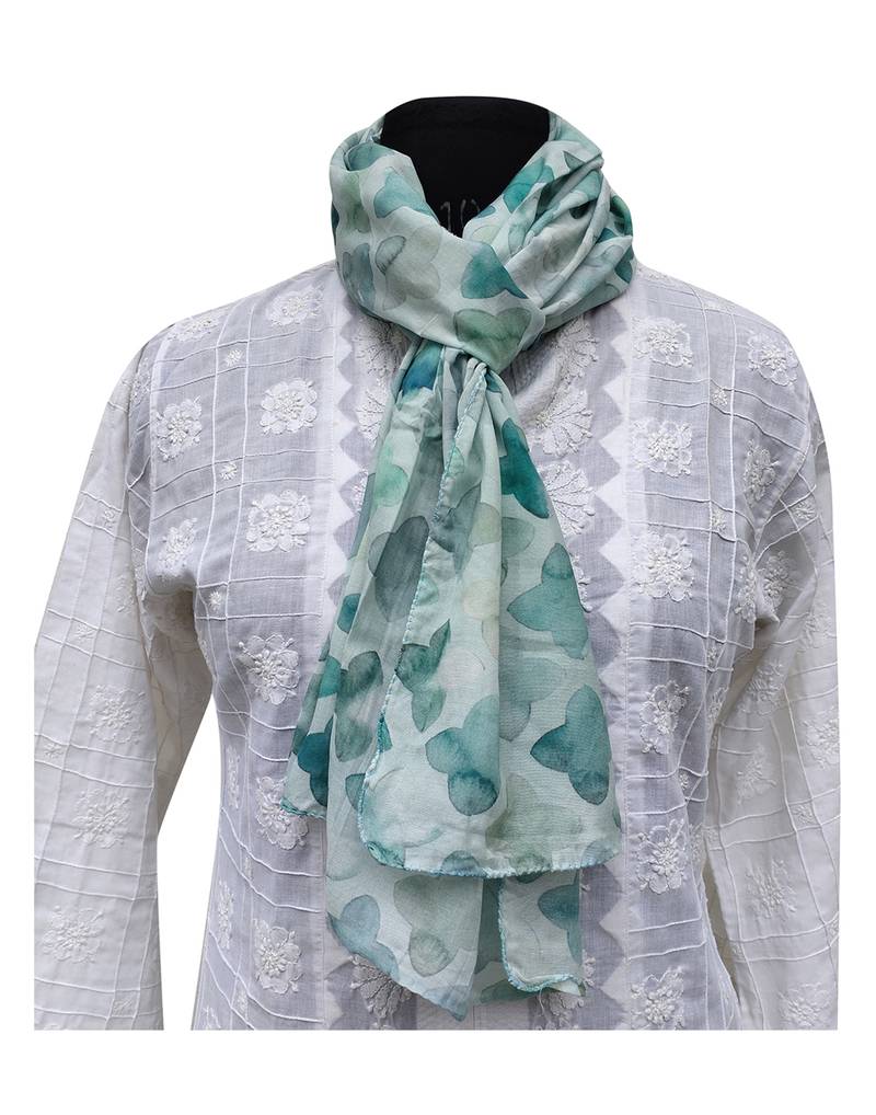Pretty Muslin Fabric Green Printed scarf