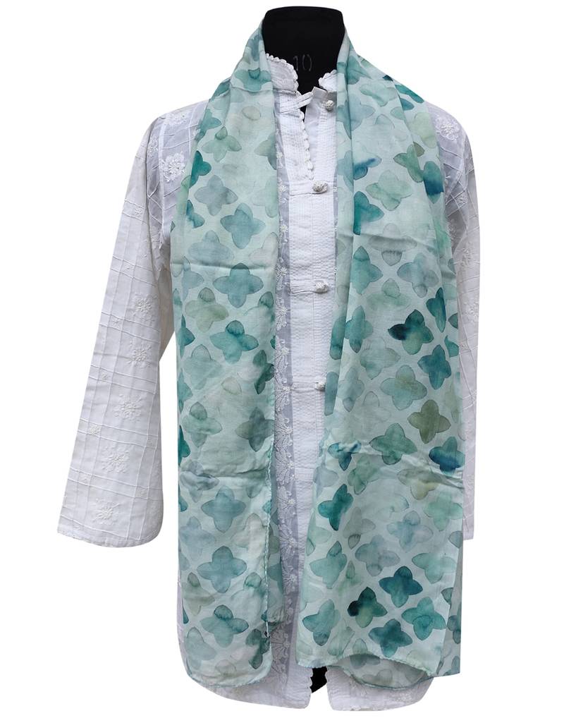 Pretty Muslin Fabric Green Printed scarf