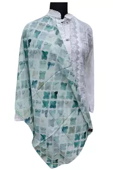 Pretty Muslin Fabric Green Printed scarf