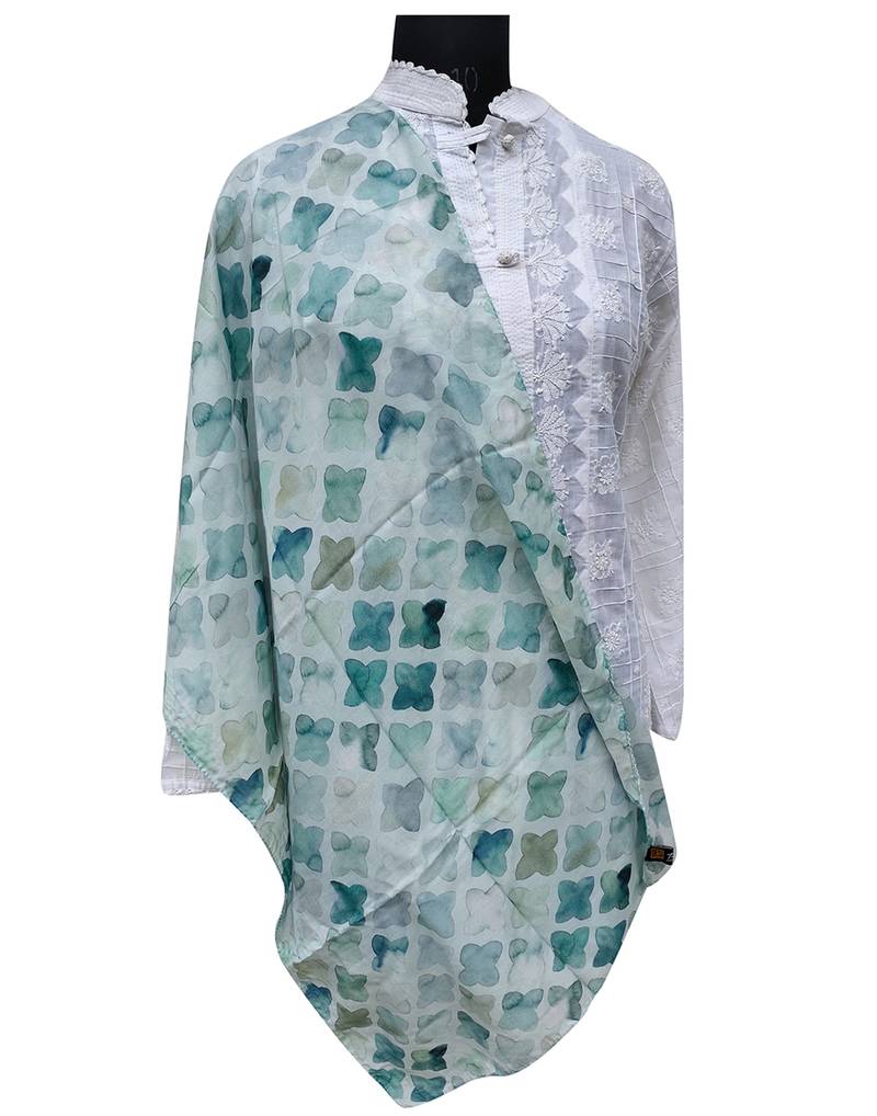 Pretty Muslin Fabric Green Printed scarf