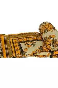 Floral Printed Green Cotton Double Bed Razai
