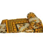 Floral Printed Green Cotton Double Bed Razai