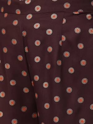 Beige & Brown Rayon Printed Kurta With Palazzo 4