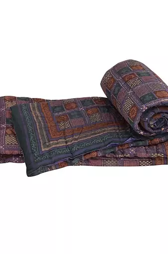 Bagru Hand Block Print Blue Double Bed Quilts