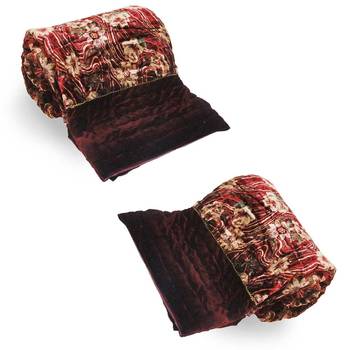 Ethnic Pattern Double Bed Maroon Velvet Quilt 1