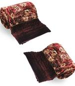 Ethnic Pattern Double Bed Maroon Velvet Quilt