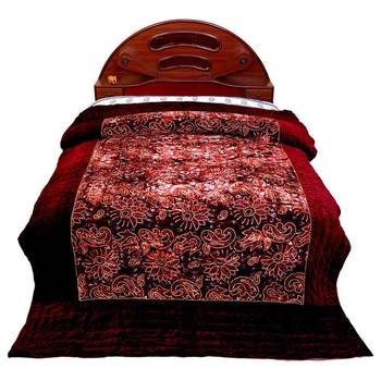 Ethnic Pattern Double Bed Maroon Velvet Quilt 2