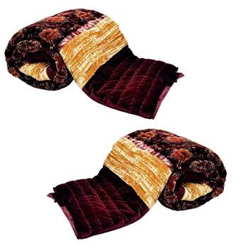 Ethnic Design Maroon Double Bed Velvet Quilts 1