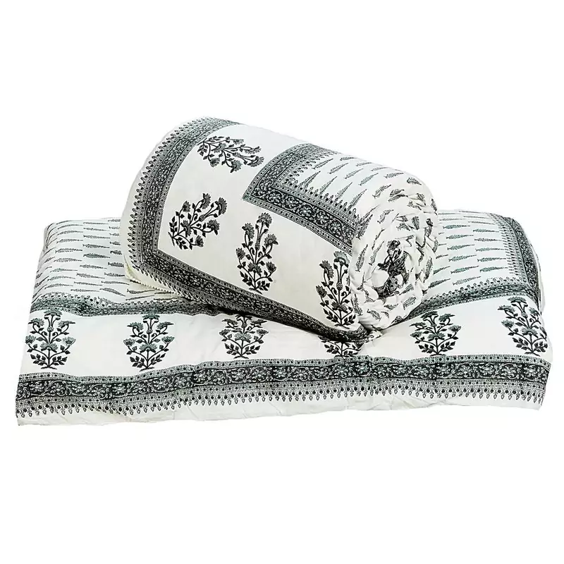 Sanganeri Floral Block Print Single Ac Quilts