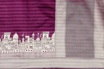 Purpel Woven Pure Silk Striped Designer Saree With Unstitched Blouse 5