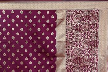 Purple Woven Pure Silk Blend Designer Saree With Unstitched Blouse 5