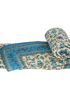 Hand Block Gold Print Cotton Single Bed Quilt