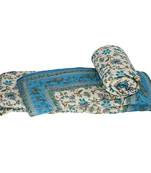 Hand Block Gold Print Cotton Single Bed Quilt