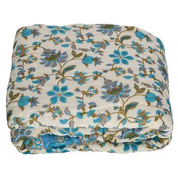 Hand Block Gold Print Cotton Single Bed Quilt 3