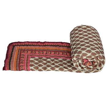 Jaipuri Golden Print Cotton Single Bed Quilt 2