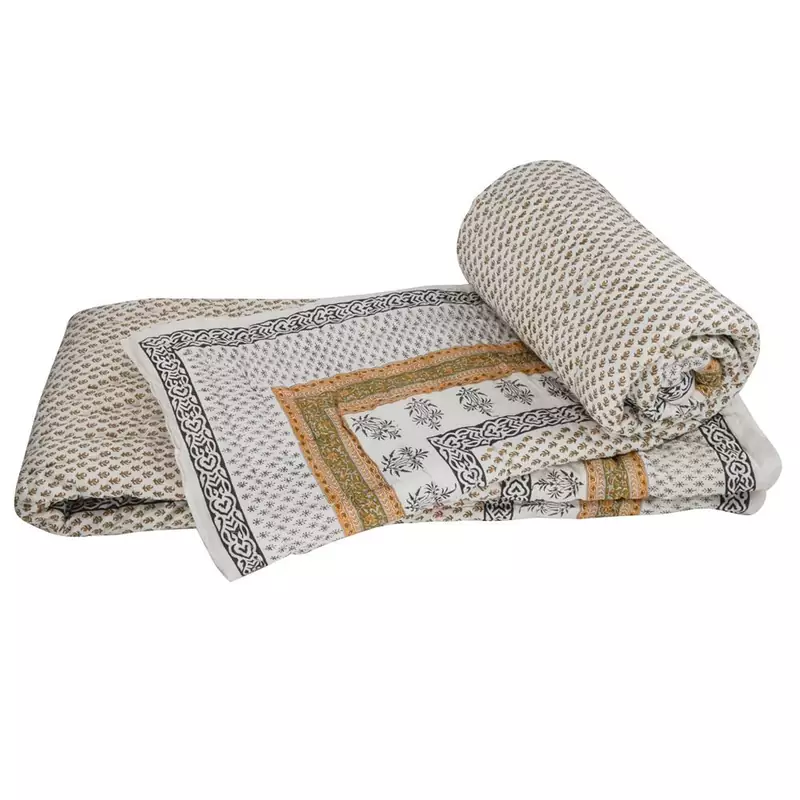 Pure Cotton Sanganeri Print Single Bed Quilts