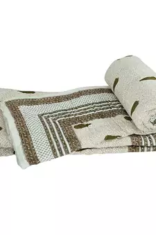 Sanganeri Design Style Print Single Bed Quilt
