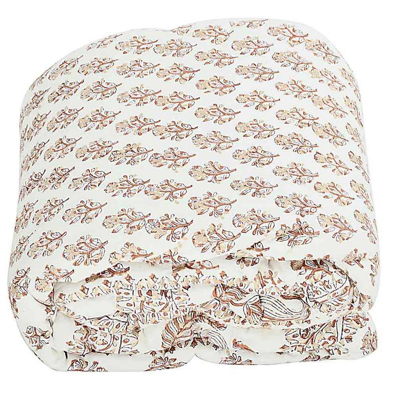 Ethnic Jaipuri Cream Cotton Single Bed Quilts LITTLE INDIA 456195