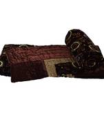 Floral Golden Print Single Bed Velvet Quilts