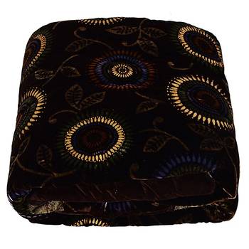Floral Golden Print Single Bed Velvet Quilts 3