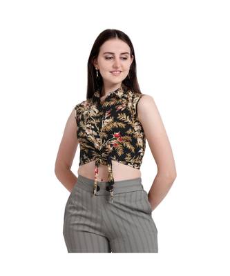 Women Floral Cropped tie up Party Top 1