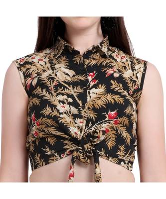 Women Floral Cropped tie up Party Top 3