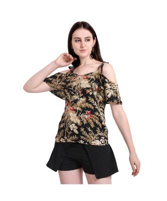 Women Cold Shoulder Ruffle Party Top 1