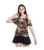 Women Cold Shoulder Ruffle Party Top