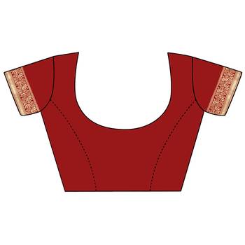 Red woven art silk saree with blouse 5