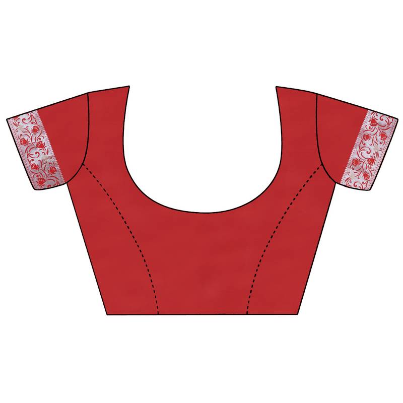 Red woven art silk saree with blouse