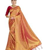 red woven art silk saree with blouse