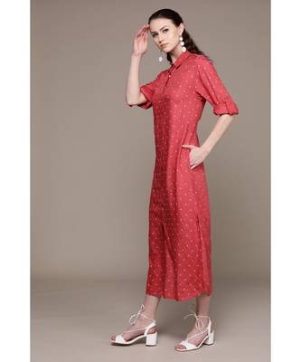  Pink Full Sleeves Long Dress With Camisole by LABEL 2