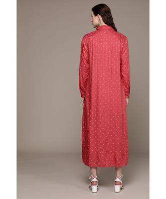  Pink Full Sleeves Long Dress With Camisole by LABEL 3