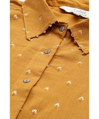 Label Ritu Kumar Yellow Full Sleeves Long Dress With Camisole 4