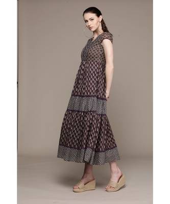 Label Ritu Kumar Blue Half Sleeves Indigo Long Dress 3