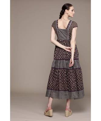 Label Ritu Kumar Blue Half Sleeves Indigo Long Dress 4