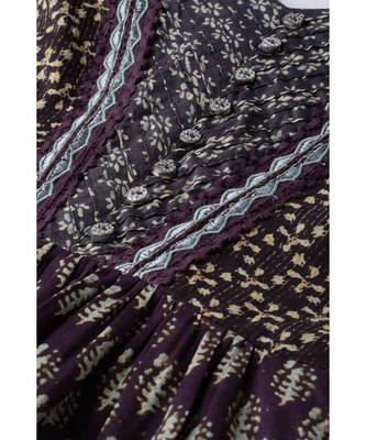 Label Ritu Kumar Blue Half Sleeves Indigo Long Dress 5