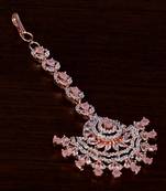 Rose Gold Plated Baby Pink Stone Embellished Maang Tikka MTS149