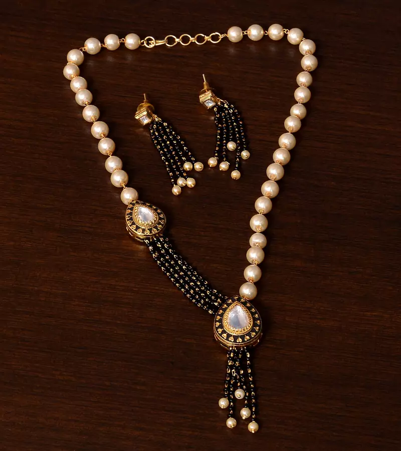 Meenakari Worked Kundan and Pearl Embellished Designer Mangalsutra MS7