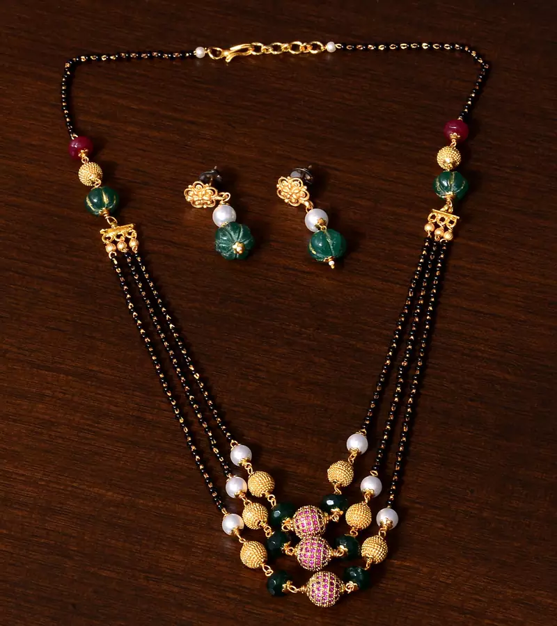 Multi-layered Stone Embellished Designer Mangalsutra MS11