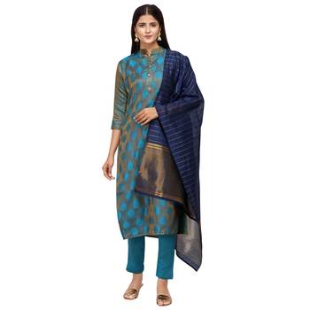 Blue woven cotton salwar 1